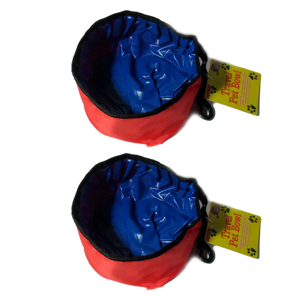 2 Pc Travel Pet Bowl Water Food Portable Dog Drink Dish Water Cat Feeder Folding