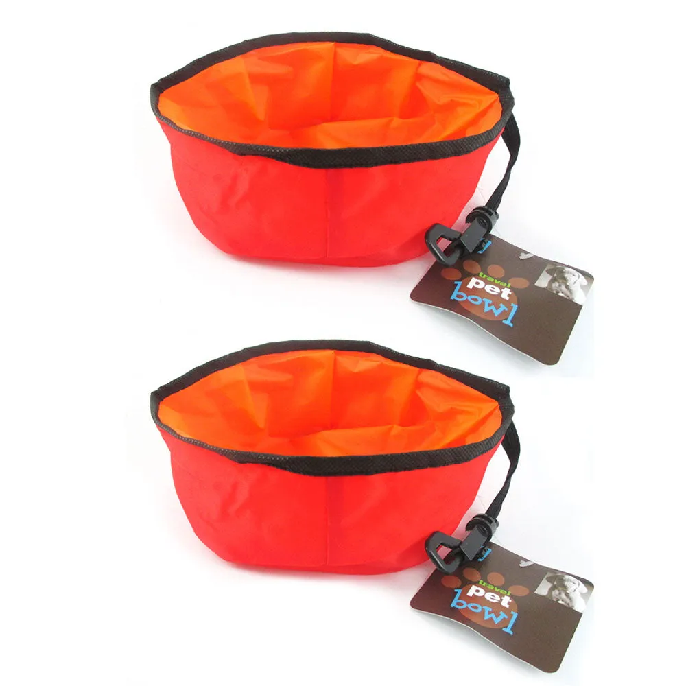 2 Pc Travel Pet Bowl Water Food Portable Dog Drink Dish Water Cat Feeder Folding