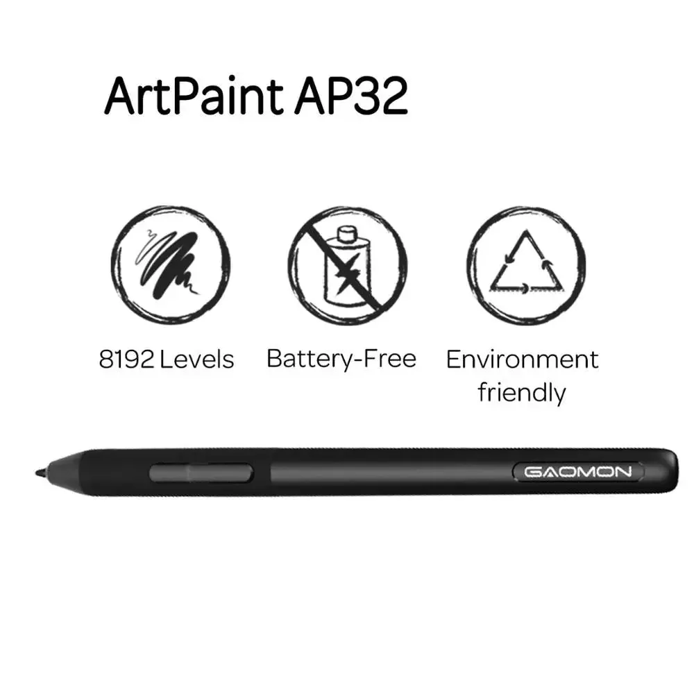 Artpaint Ap32 8192 Levels Pressure Passive Stylus for Graphics Tablet S620630830 M106kpro M10kpro M1220 1230 Pd2200