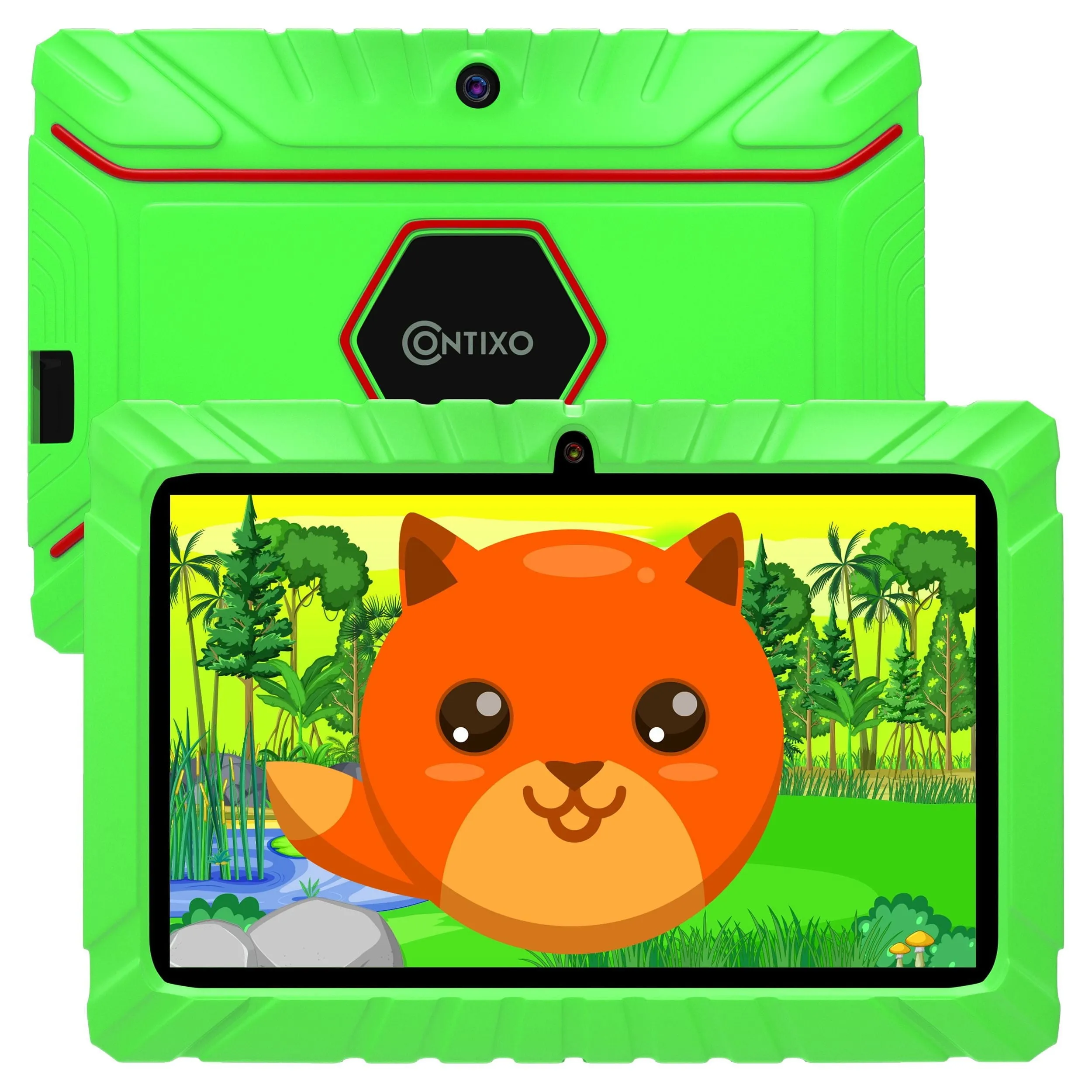 Contixo 7" Tablet Bundle, Kids Ages 3-7, Contixo Academy, STEM Learning, Headphones & Sleeve Case, Android Tablet, Parental Controls  Green