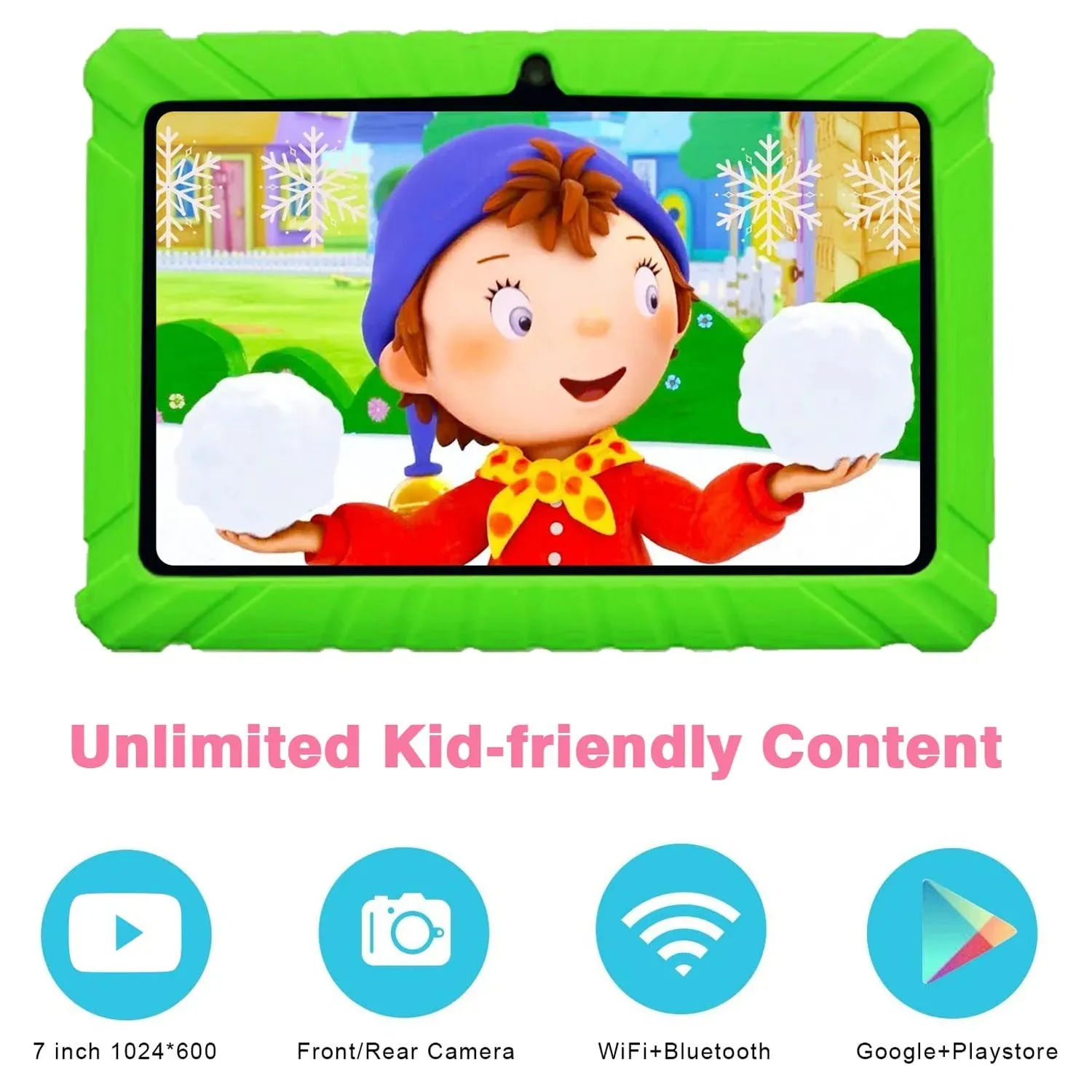 Contixo 7" Tablet Bundle, Kids Ages 3-7, Contixo Academy, STEM Learning, Headphones & Sleeve Case, Android Tablet, Parental Controls  Green