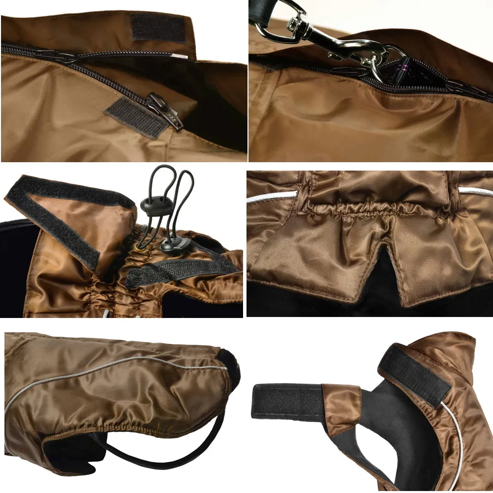 Dog Winter Fleece Jacket, Brown, XS to 4XL - Perfect for the Outdoor Enthusiast