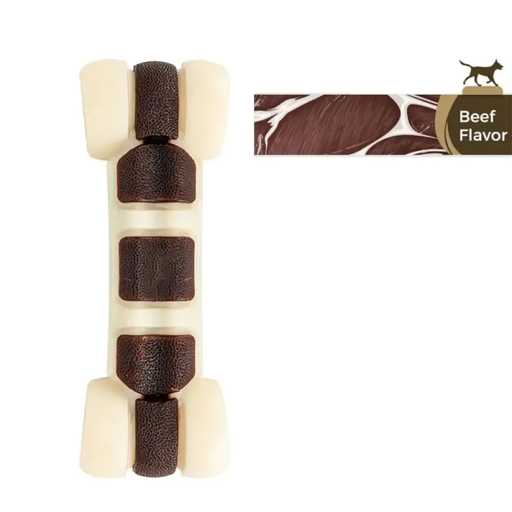 Durable Nylon Teeth Cleaning Beef Flavor Dog Chew Bone Toy for Aggressive Chewers