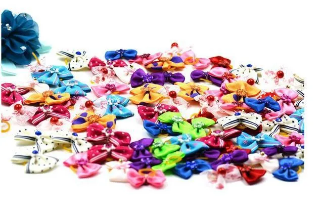 Flower Elastic Hair Bows for Dogs