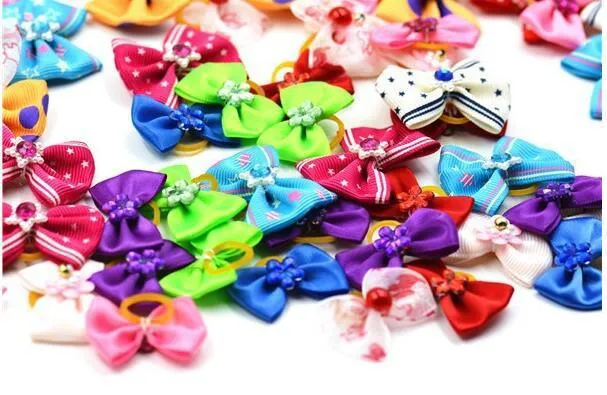 Flower Elastic Hair Bows for Dogs