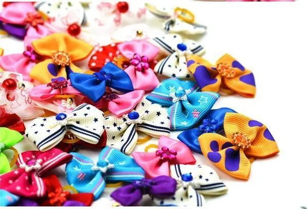 Flower Elastic Hair Bows for Dogs