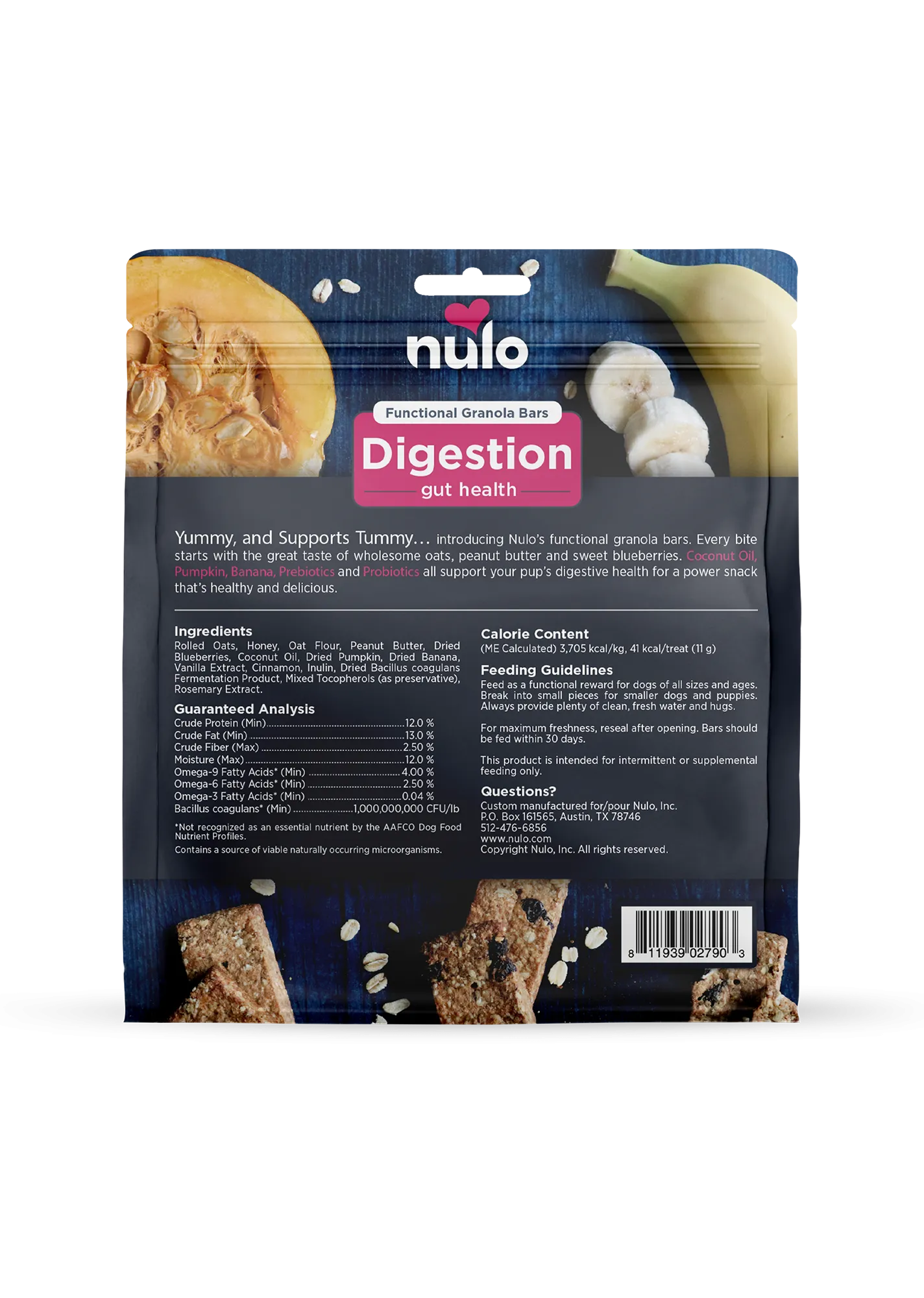 Nulo Digestion Gut Health Functional Granola Bars 10-oz, Dog Treat