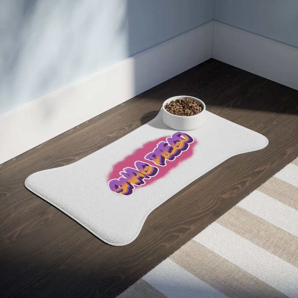 Swag Diego OFFICIAL Graffiti Logo Bone Shaped Dog Feeding Mat