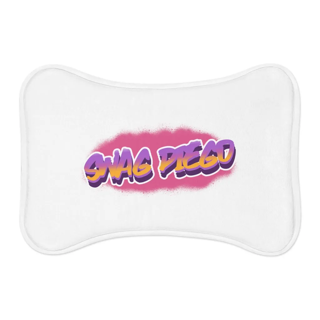 Swag Diego OFFICIAL Graffiti Logo Bone Shaped Dog Feeding Mat