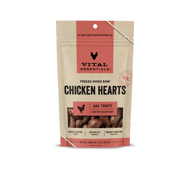 Vital Essentials Freeze-Dried Chicken Hearts Dog Treats