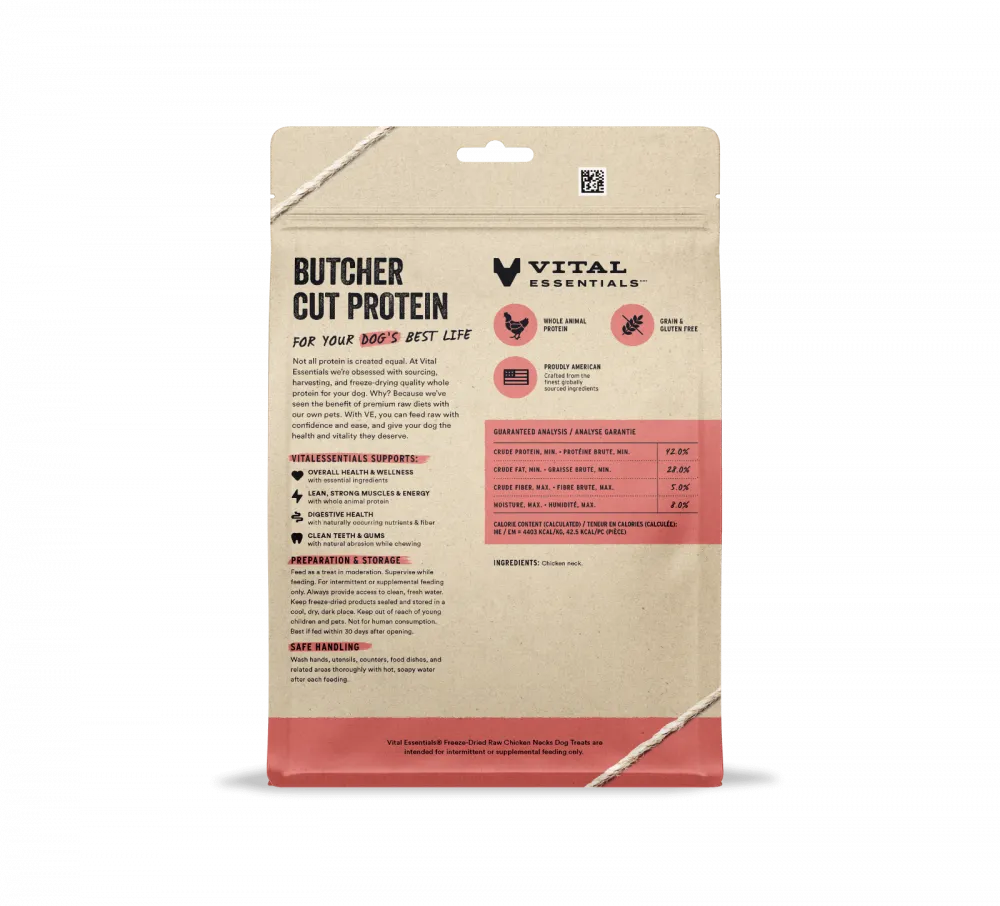 Vital Essentials Freeze Dried Raw Chicken Necks Dog Treats